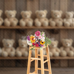 Aperturee - Aperturee Wooden Wall Shelves Teddy Bear Cake Smash Backdrop