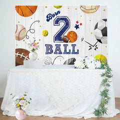Aperturee - Aperturee Wooden Wall Sports Born 2 Ball Boys Birthday Backdrop