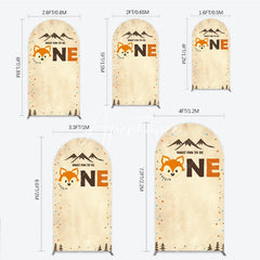 Aperturee - Aperturee Woodland Fox First Birthday Round Top Arch Backdrop Rustic Mountain Adventure Party Decor for What Fun