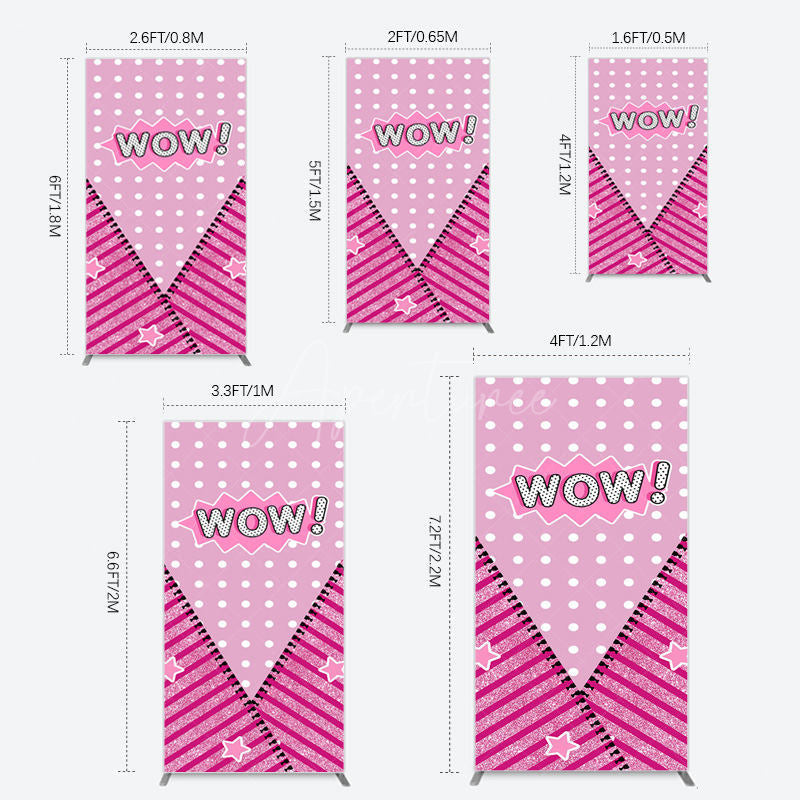 Aperturee - Aperturee Wow Glitter Pink Zipper Girl Birthday Rectangle Backdrop