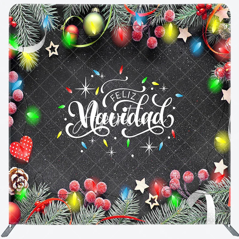 Aperturee - Aperturee Xmas Leaf Feliz Navidad Festive Pillow Case Backdrop