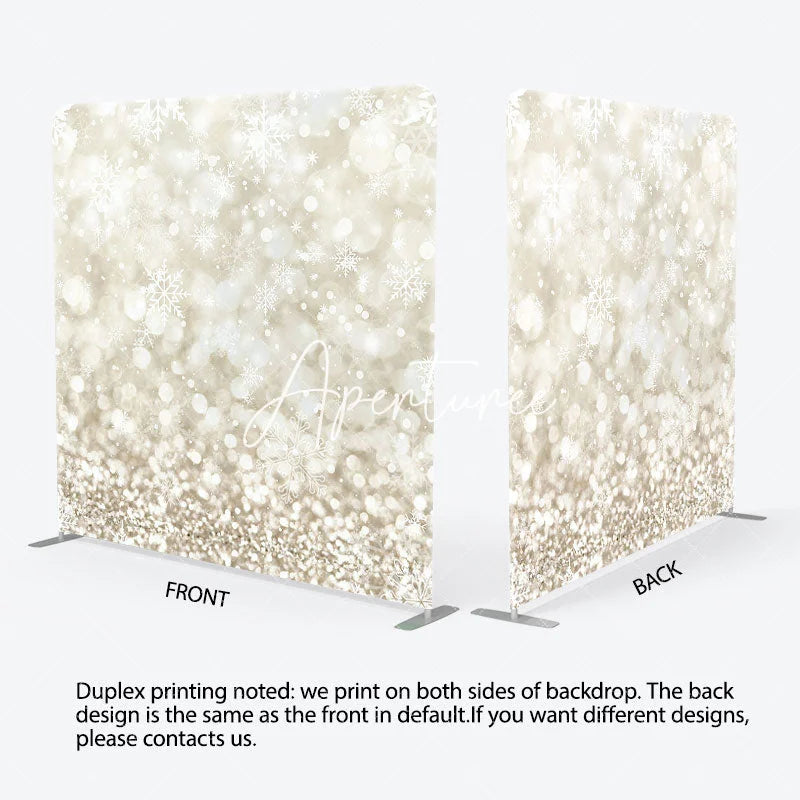 Aperturee - Aperturee Yellow Bokeh Snowflake Christmas Pillow Case Backdrop
