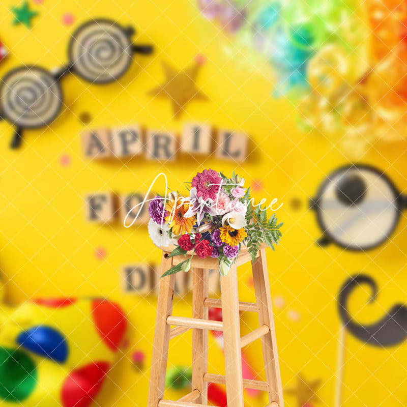 Aperturee - Aperturee Yellow Clown Bow Tie Glasses April Fools Day Backdrop