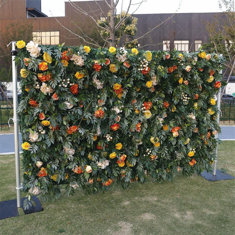 Aperturee - Aperturee Yellow Floral Artificial Wall Plant Wedding Decor