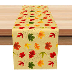 Aperturee - Aperturee Yellow Maple Leaves Autumn Table Runner Bright Fall Botanical Decor Modern Thanksgiving Kitchen Dining Linen