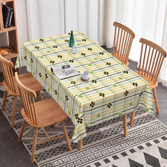 Aperturee - Aperturee Yellow Plaid Floral Rectangle Tablecloth Green Checkered Flower Pattern Cover Country Picnic Dining Decor