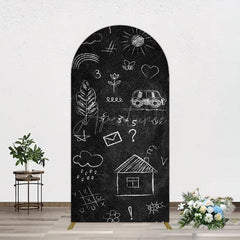 Aperturee - Aperturee Yellow Ruler Blackboard Back To School Arch Backdrop