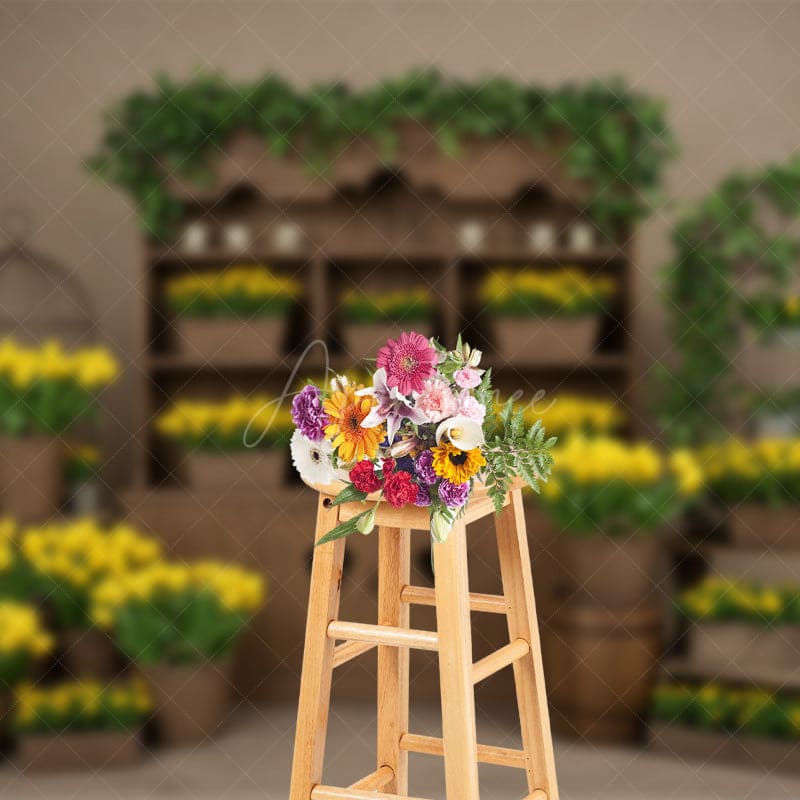 Aperturee - Aperturee Yellow Tulip Sweet Wooden Floral Spring Backdrop