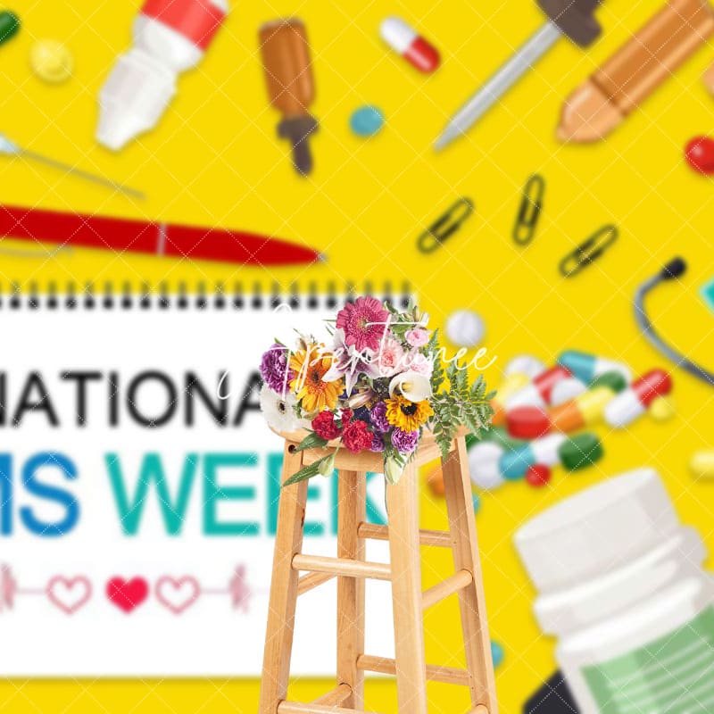 Aperturee - Aperturee Yellow White Calendar National EMS Week Backdrop