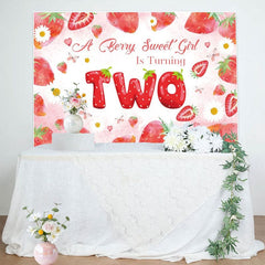 Aperturee - Aperturee You Are Two Sweet Strawberry Girl Birthday Backdrop