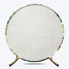 Aperturee - Aperturee Young Wild Three Round Backdrop Safari Jungle Animals and Tropical Leaves Background 3rd Birthday Wild One Party Decor