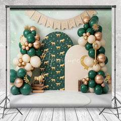 Aperturee - Aperturee Zodiac Taurus Birthday Backdrop Emerald Green and Gold Stars Constellation Cake Smash Background