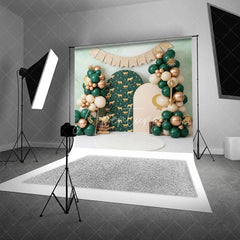 Aperturee - Aperturee Zodiac Taurus Birthday Backdrop Emerald Green and Gold Stars Constellation Cake Smash Background