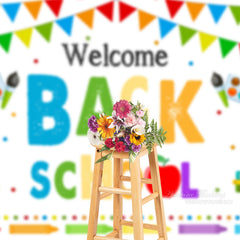 Aperturee - Apple Paintbrush White Welcome Back To School Backdrop