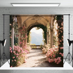 Aperturee - Arch Pink Floral Spring Backdrop For Photography