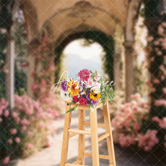 Aperturee - Arch Pink Floral Spring Backdrop For Photography