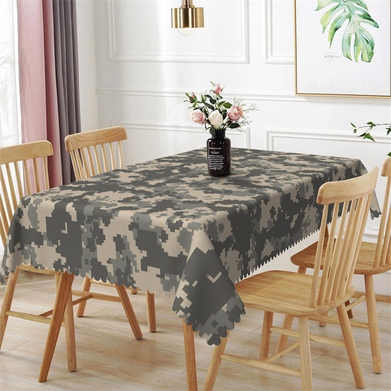 Aperturee - Army Green Pixels Pattern Cool Rectangle Tablecloth