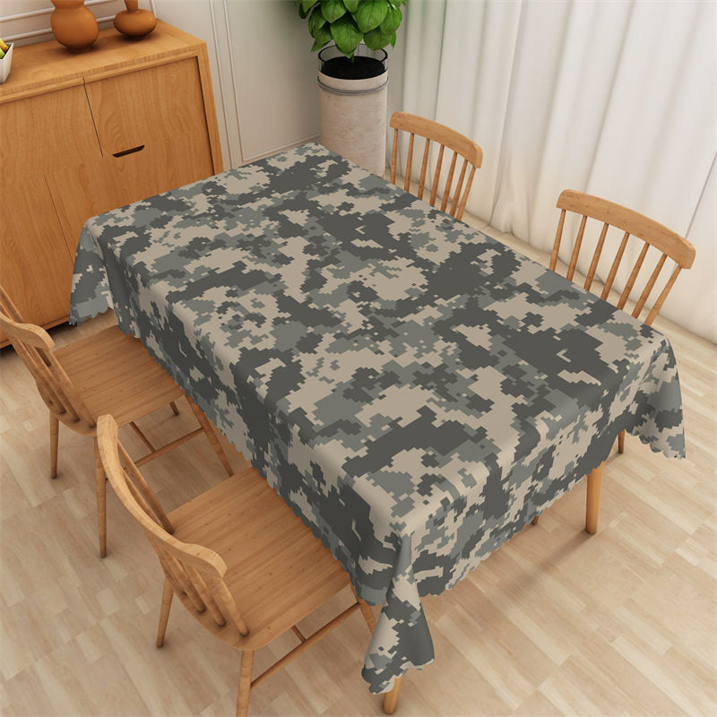 Aperturee - Army Green Pixels Pattern Cool Rectangle Tablecloth