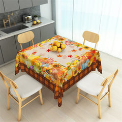 Aperturee - Autumn Sunflower Pumpkins Yellow Square Tablecloth