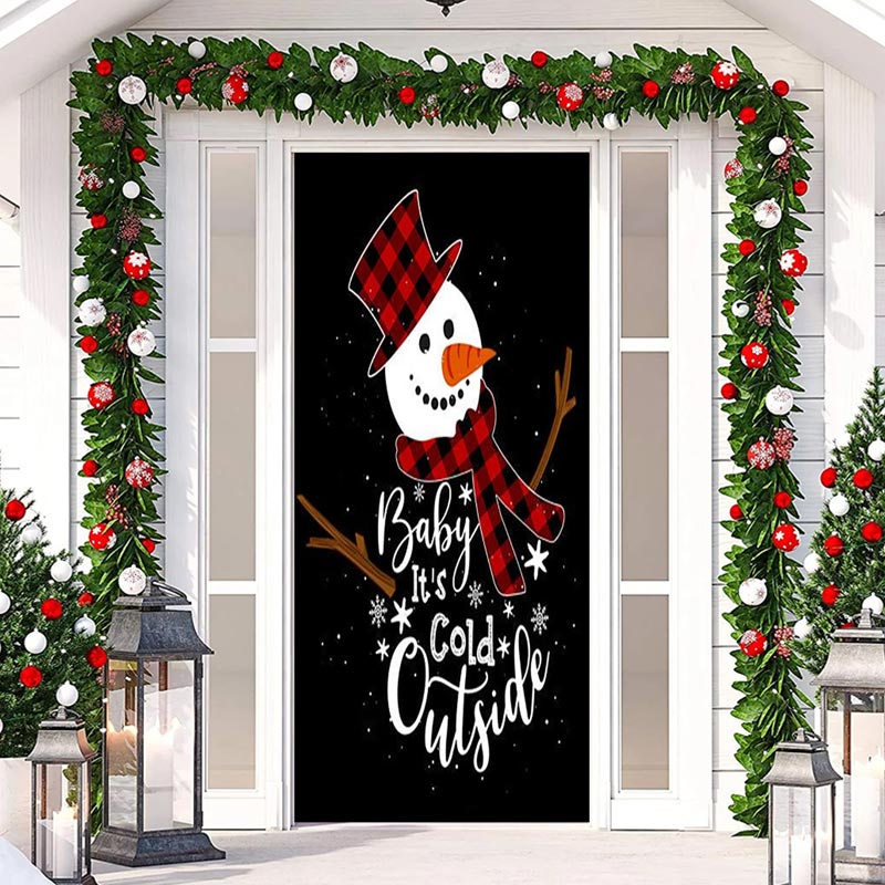 Aperturee - Baby Its Cold Outside Snowman Christmas Door Cover