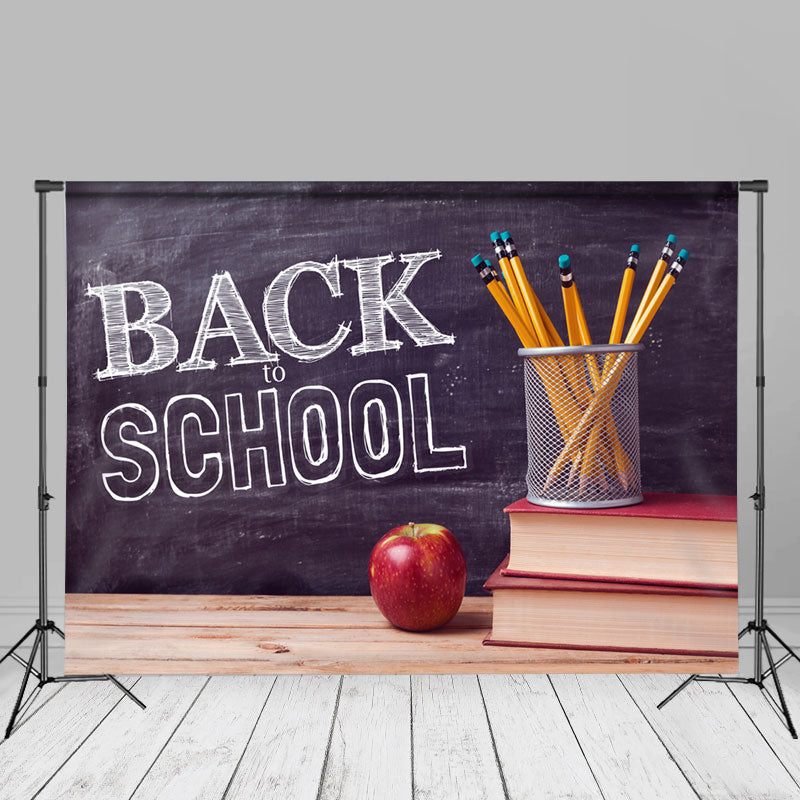 Aperturee - Back To School Apple Books Pencils Holder Backdrops