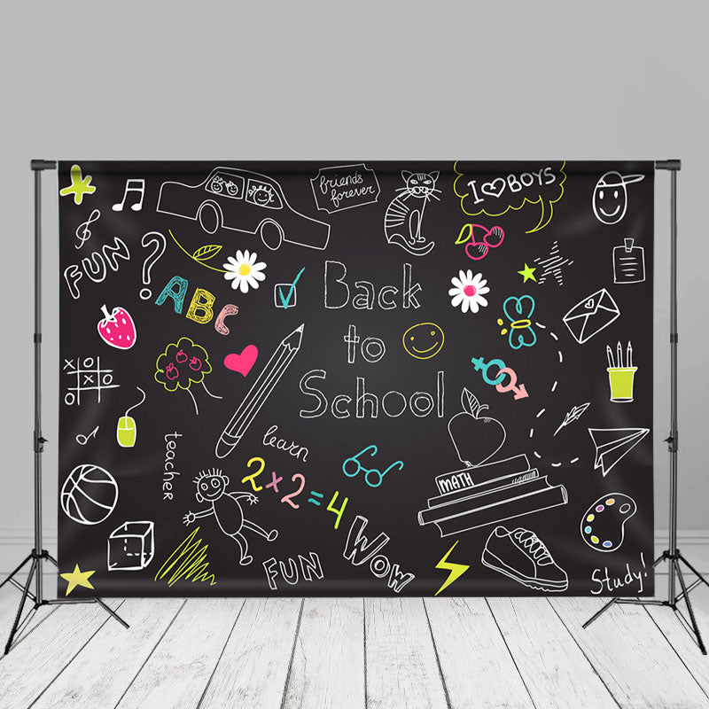 Aperturee - Back To School Blackboard Chalk Drawing Backdrop