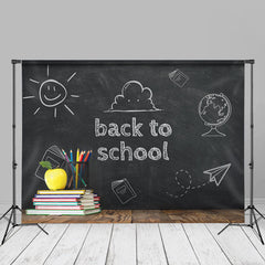 Aperturee - Back To School Chalkboard Books Photo Backdrops