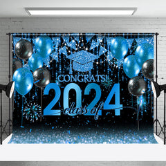 Aperturee - Balloon Black Blue Congrats 2023 Backdrop For Photo