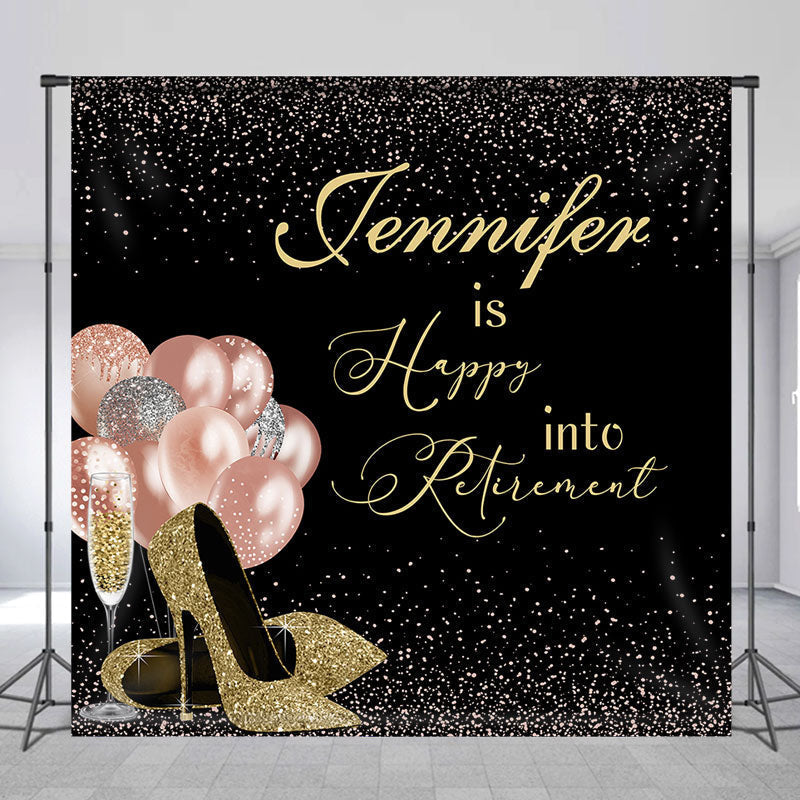 Aperturee - Balloon High Heels Black Custom Retirement Backdrop