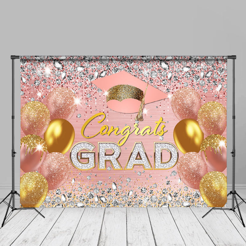 Aperturee - Balloons Diamond Glitter Pink Grad Photography Backdrop