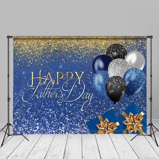 Aperturee - Balloons Glitter Blue Gold Fathers Day Backdrop