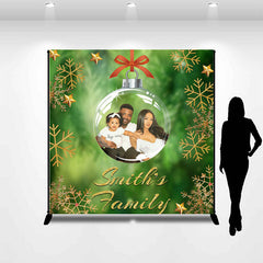 Aperturee - Bauble Green Snow Custom Family Christmas Backdrop