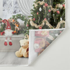 Aperturee - Bay Window Trees Toy Bear Gift Christmas Backdrop