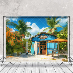 Aperturee - Beach Shop Surfboard Trees Summer Photo Backdrop