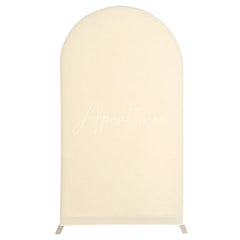 Aperturee Beige Spandex Fit Round Top Backdrop Wedding Arch Cover