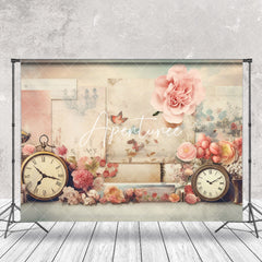 Aperturee - Bell Flowers Vintage Birthday Cake Smash Backdrop