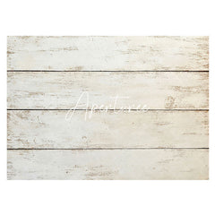 Aperturee - Biege Vintage Horizontal Stripe Wood Rubber Floor Mat