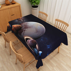 Aperturee - Big Planet Galaxy Space Black Rectangle Tablecloth