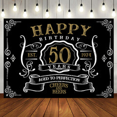 Aperturee - Black Age To Perfection Happy 50th Birthday Backdrop