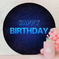 Aperturee - Black And Blue Glitter Round Birthday Backdrop
