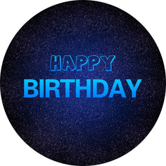 Aperturee - Black And Blue Glitter Round Birthday Backdrop