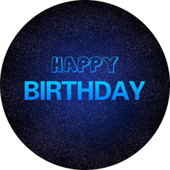 Aperturee - Black And Blue Glitter Round Birthday Backdrop