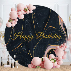 Aperturee - Black And Gold Abstract Round Birthday Backdrop