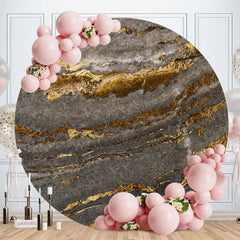 Aperturee - Black And Golden Abstract Round Birthday Backdrops
