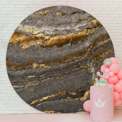 Aperturee - Black And Golden Abstract Round Birthday Backdrops