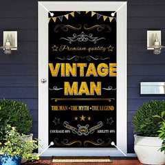 Aperturee - Black And Golden Vintage Man Birthday Door Cover