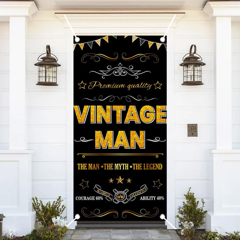 Aperturee - Black And Golden Vintage Man Birthday Door Cover