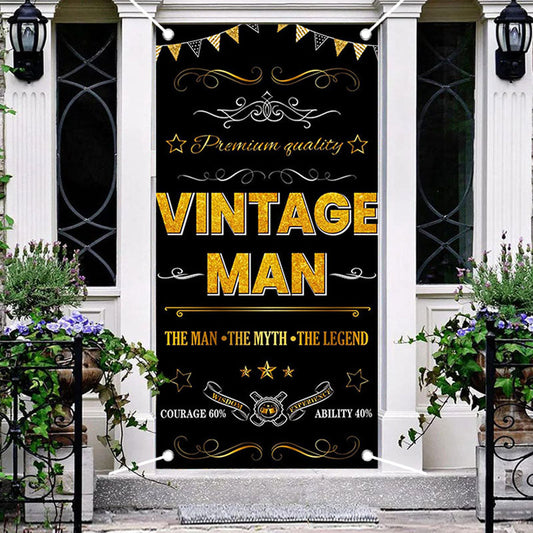 Aperturee - Black And Golden Vintage Man Birthday Door Cover