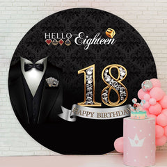 Aperturee - Black And Sliver 18th Round Birthday Backdrop