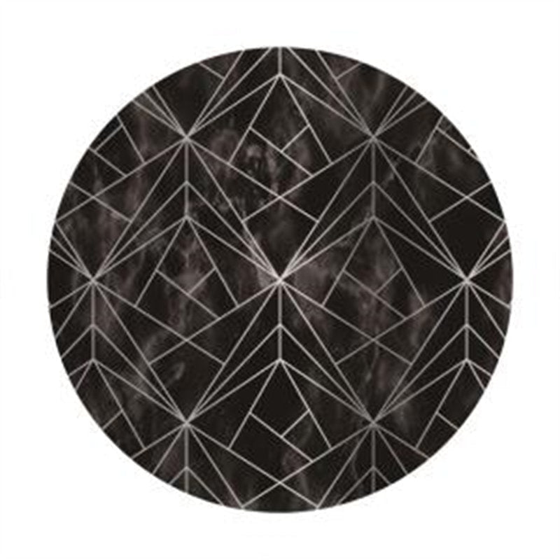 Aperturee - Black And Sliver Lines Round Birthday Backdrop